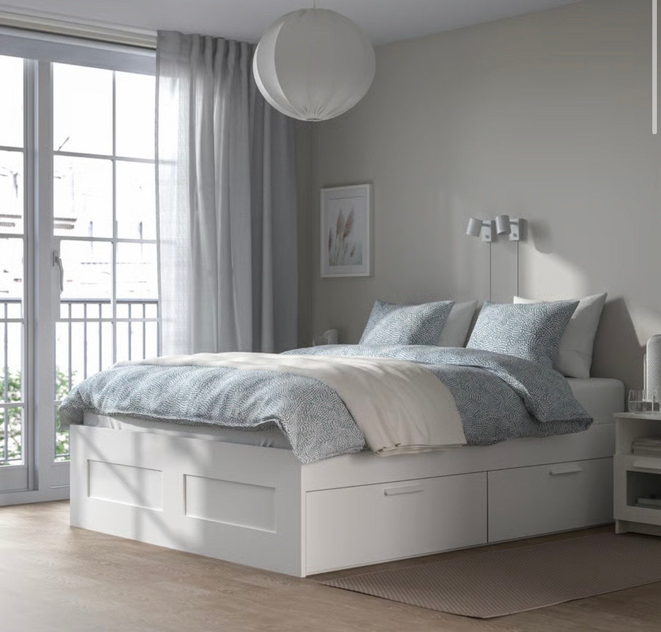 IKEA Brimnes bed 140x200 met opberglades, Ophalen, Gebruikt, Wit, Tweepersoons