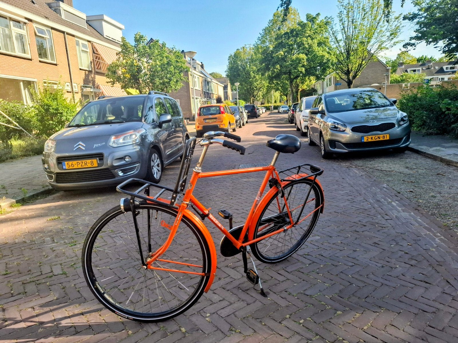 Oranje transportfiets met voordrager, Fietsen en Brommers, Ophalen, Gebruikt, Overige merken