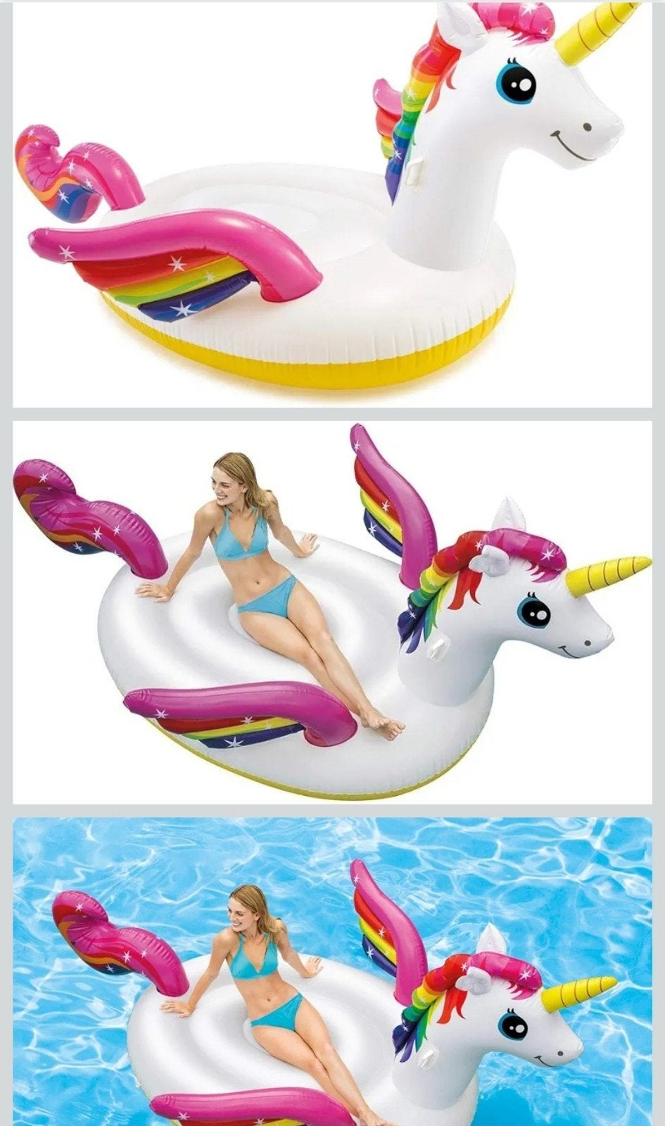 Intex Mega Unicorn luchtbed - Groot en Kleurrijk, 200 tot 300 cm, Opblaaszwembad, Nieuw, 400 cm of meer