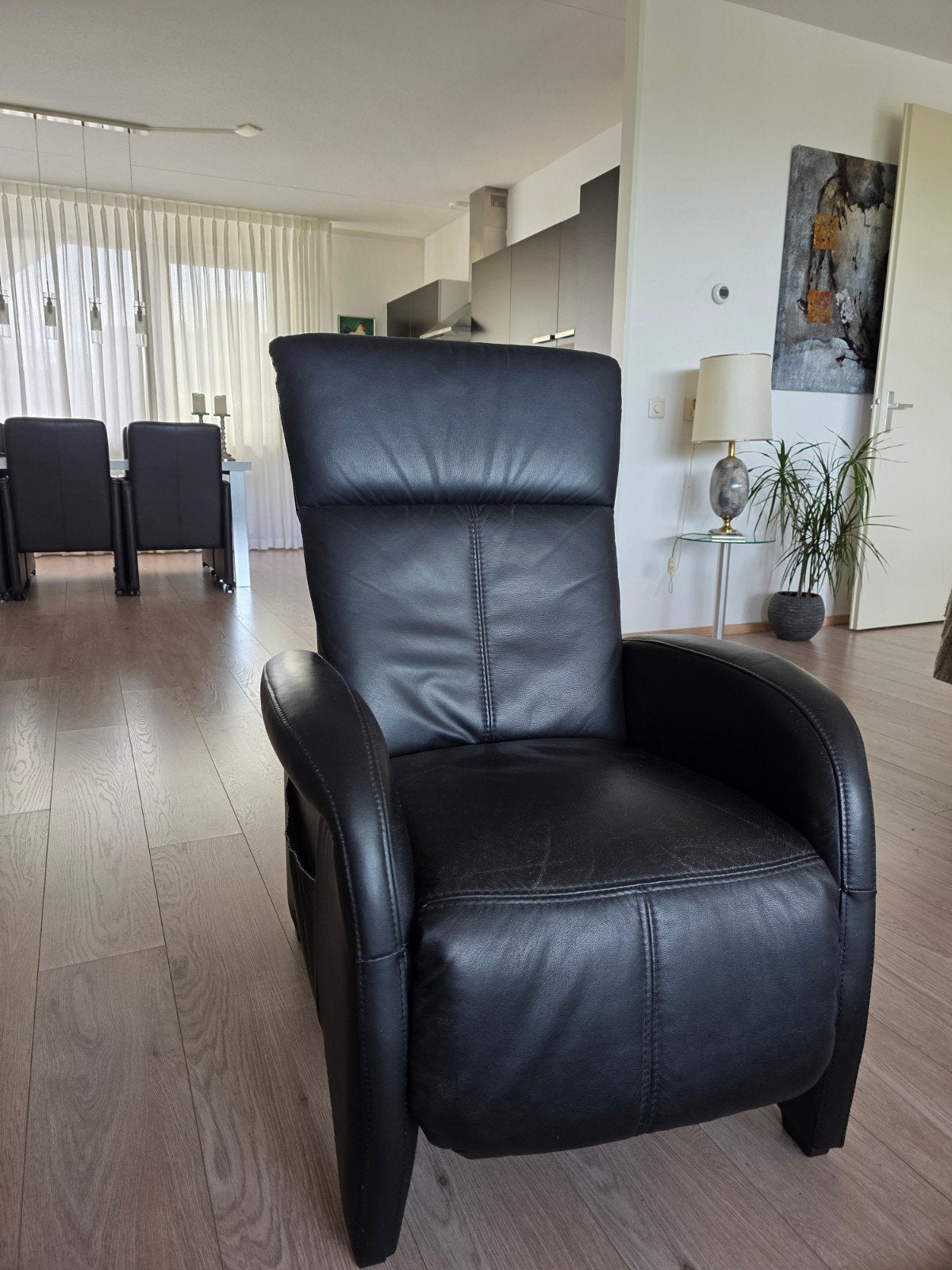 Foto 4 van Relaxfauteuil van Echt Leer - Zwart