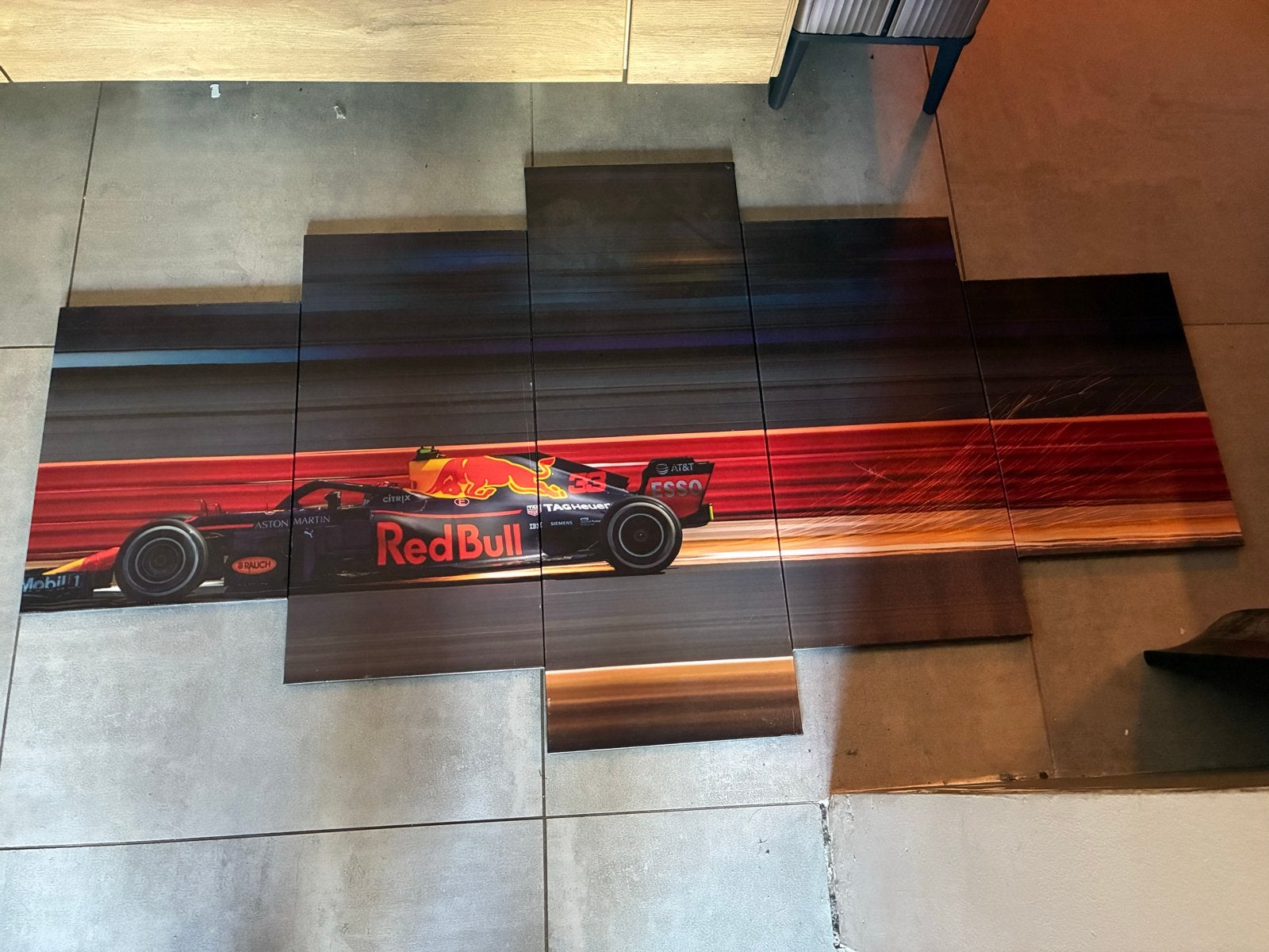 Red Bull Racing F1 5 luik Canvas Schilderij - Max Verstappen, Huis en Inrichting, 50 – 75, Gebruikt, Ophalen of Verzenden, Schilderij