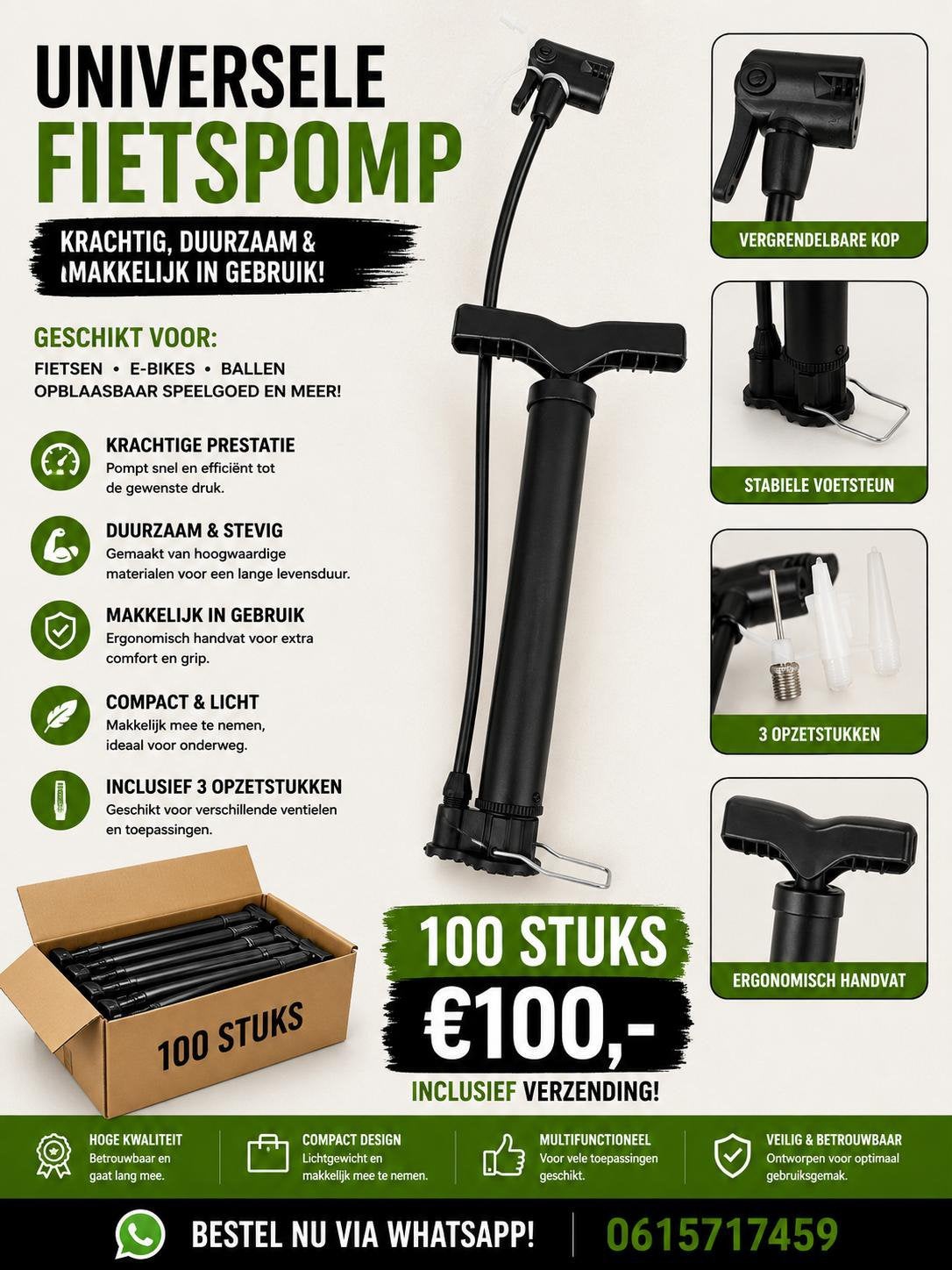 Partij fatbike fietspompen, Ophalen of Verzenden, Nieuw
