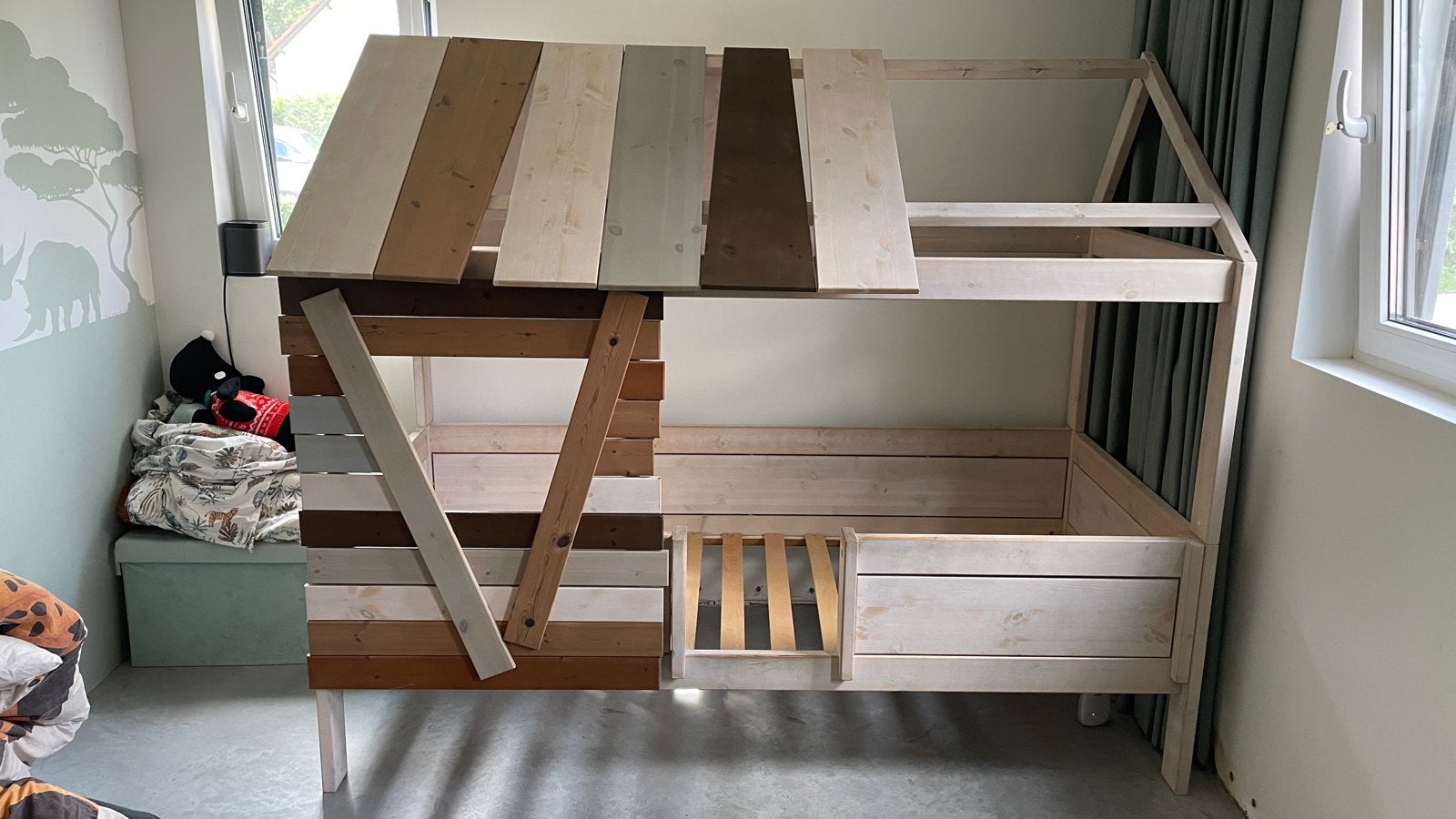 Lifetime huisbed/boomhutbed met dak en lattenbodem, Kinderen en Baby's, Kinderkamer | Bedden, Ophalen, 85 tot 100 cm, Gebruikt