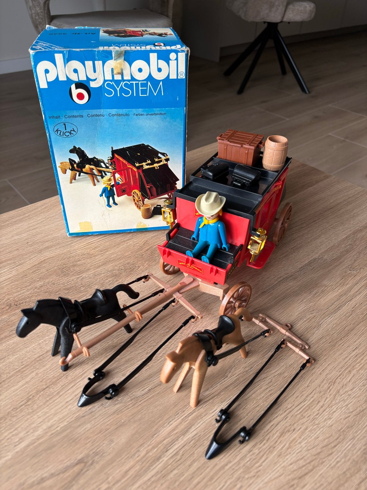 Playmobil System 3245 Wells Fargo Postkoets met doos, Kinderen en Baby's, Gebruikt, Complete set, Voertuig, Historisch