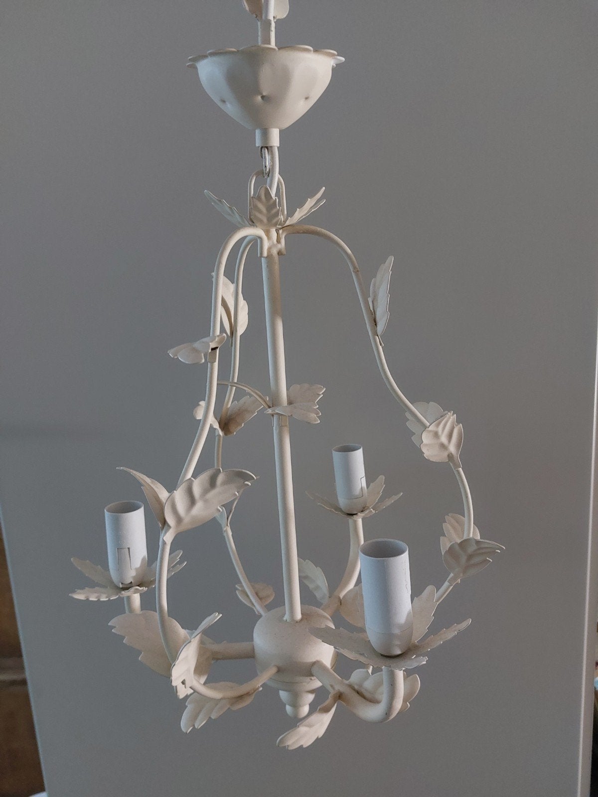 Brocante kroonluchter - 45 cm hoog, 25 cm breed, Ophalen, Gebruikt, E14 (klein), Metaal