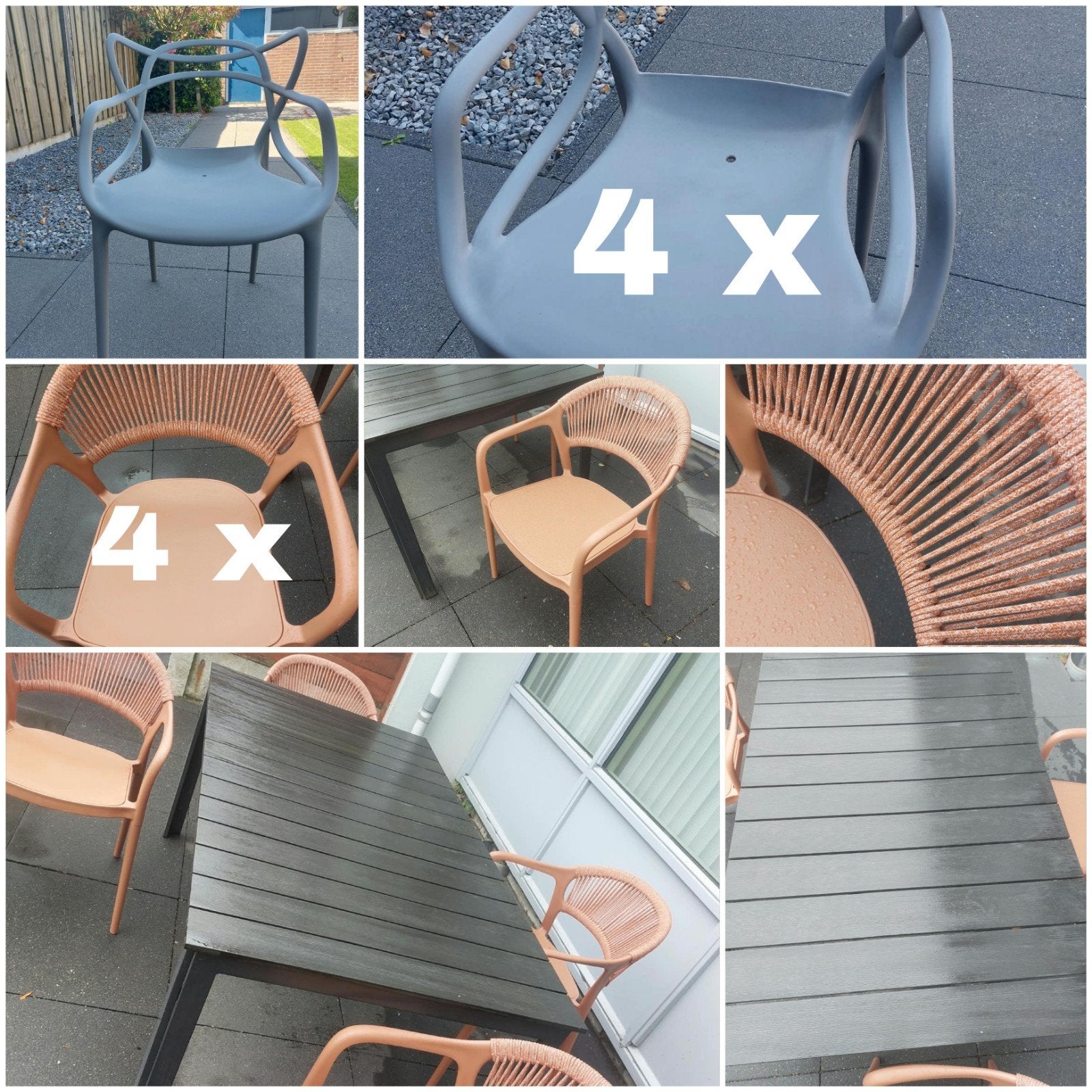 kunststof/tuinset/Terracotta/Antraciet/Tafel/8X stoel/terras, Ophalen, Kunststof, Tuinset, Eettafel