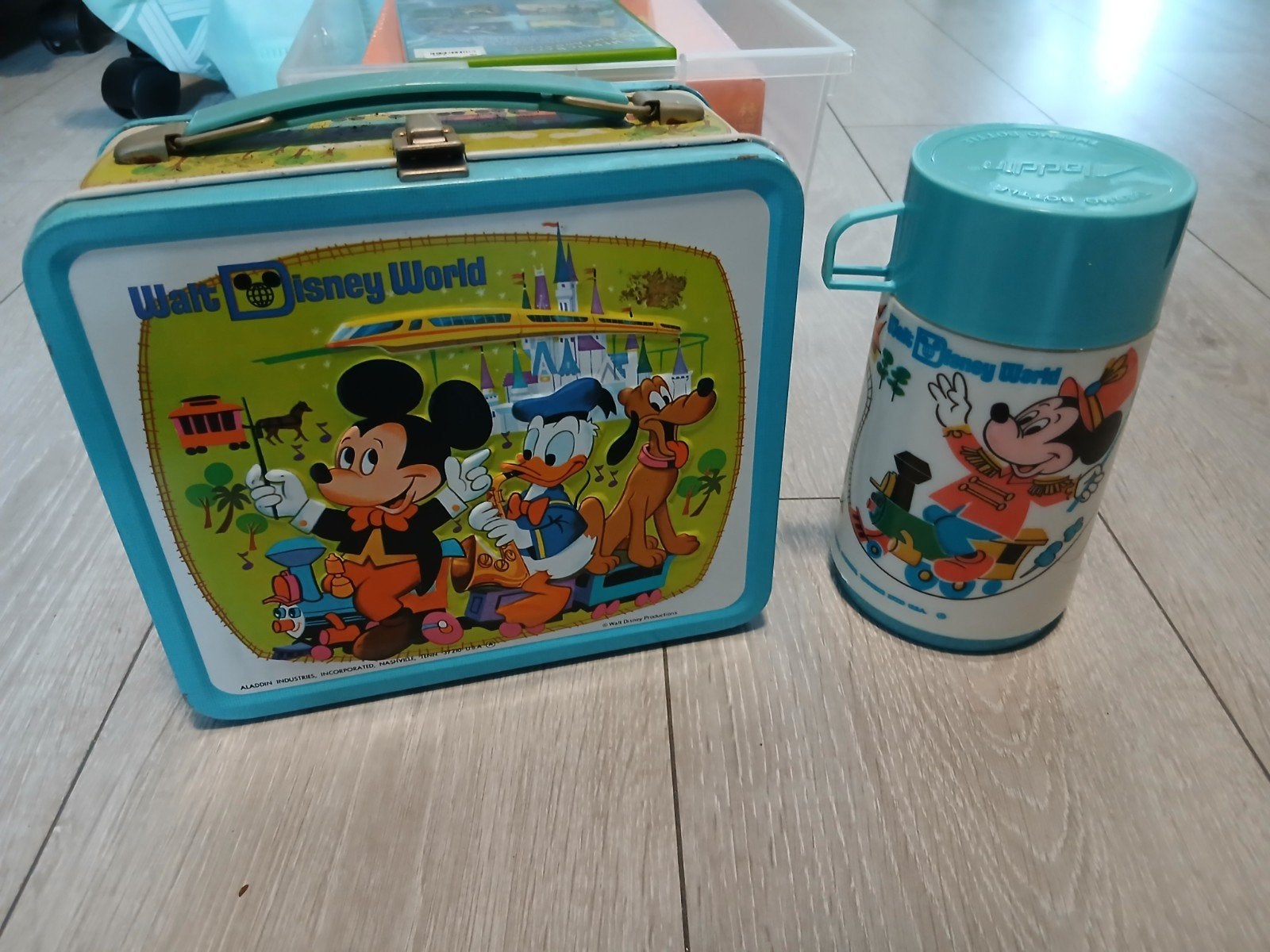 Vintage Disney World Lunchbox en Thermosfles Set, Ophalen of Verzenden, Mickey Mouse, Gebruikt, Overige typen