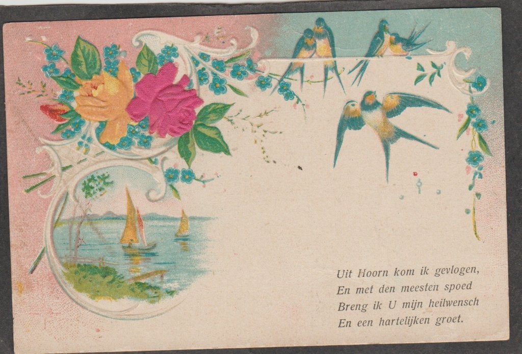 hoorn  fantasie kaart met gedichtje, Verzenden, Voor 1920, Gelopen, Noord-Holland