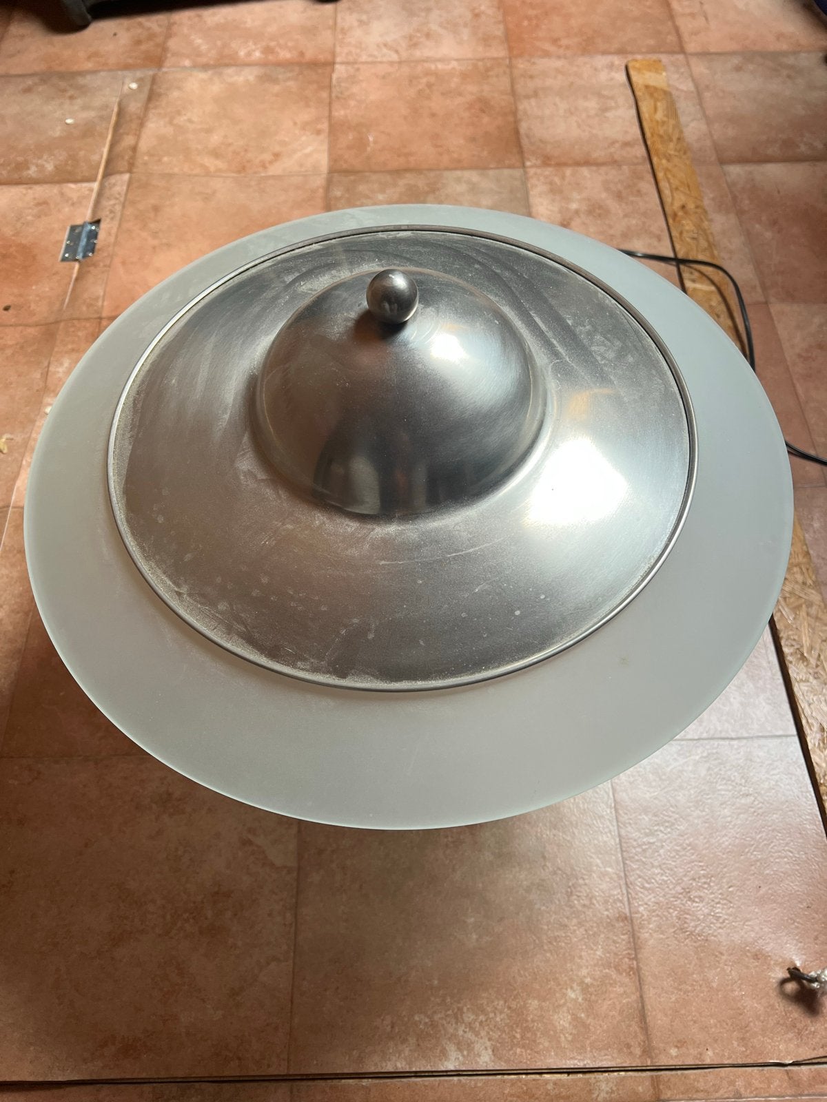 Moderne GISPEN Tafellamp met Geborsteld Metaal en Glas, Huis en Inrichting, Lampen | Tafellampen, Gebruikt, Overige merken, Met stekker
