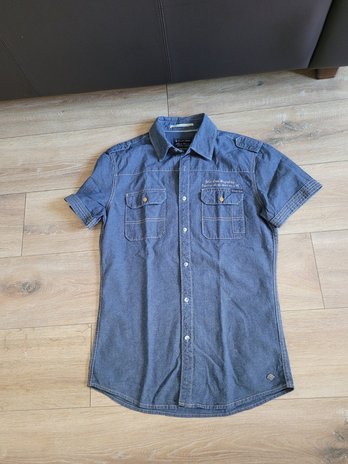 Zo goed als nieuwe heren spijkerblouse maat M, Blauw, Zo goed als nieuw, Silver Creek, Halswijdte 39/40 (M)