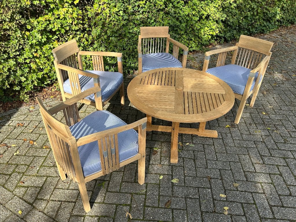 Leuke teakhouten tuinset / loungeset - Allure, Ophalen, 4 zitplaatsen, Gebruikt, Allure