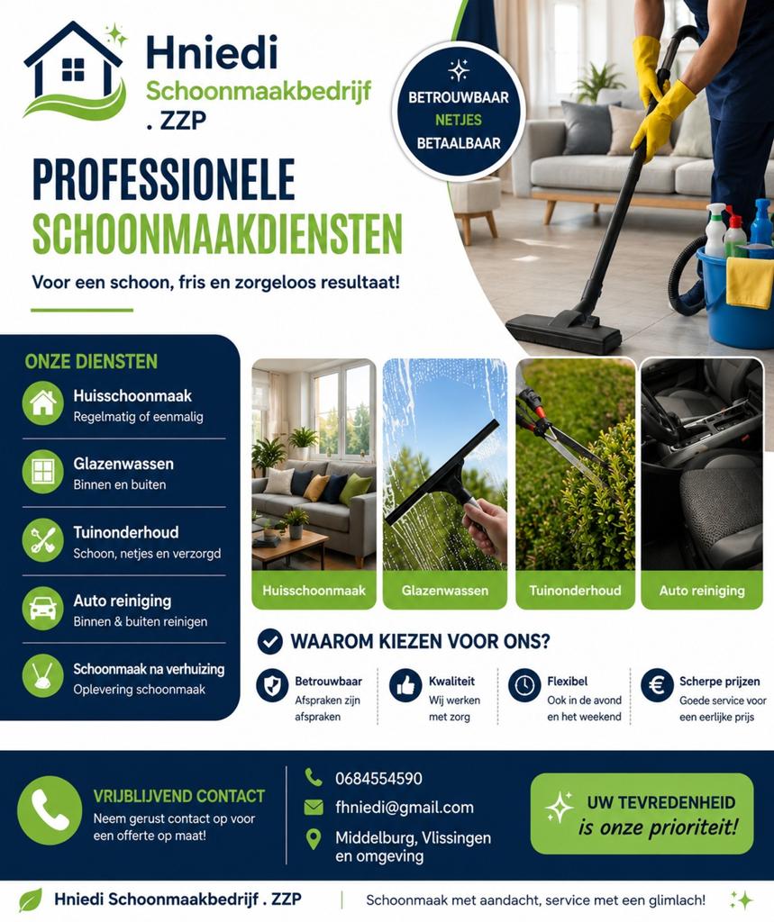Schoonmaak service Middelburg en omgeving, Garantie, Tuinonderhoud of Snoeiwerk