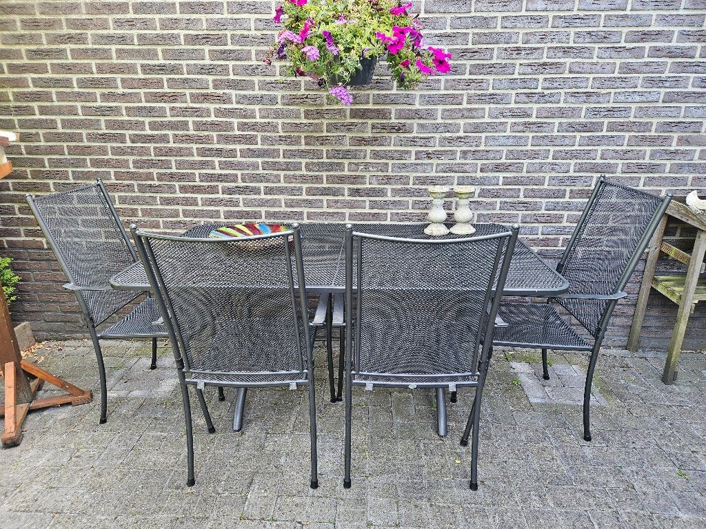 Kettler complete tuinset strekmetaal 160x90 met kussens, Tuin en Terras, Ophalen, Zo goed als nieuw, Tuinset, Eettafel