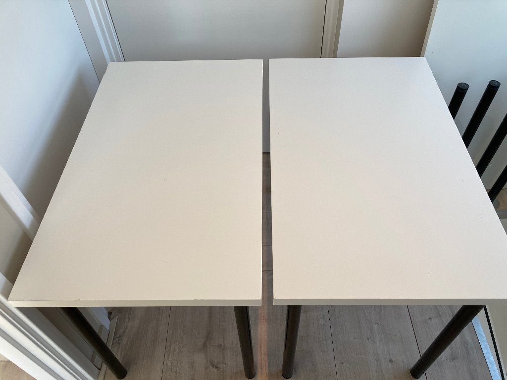 3 x IKEA LINNMON/ADILS Tafels, 100x60 cm en 140x60 cm, Ophalen, Overige materialen, Gebruikt, 100 tot 150 cm