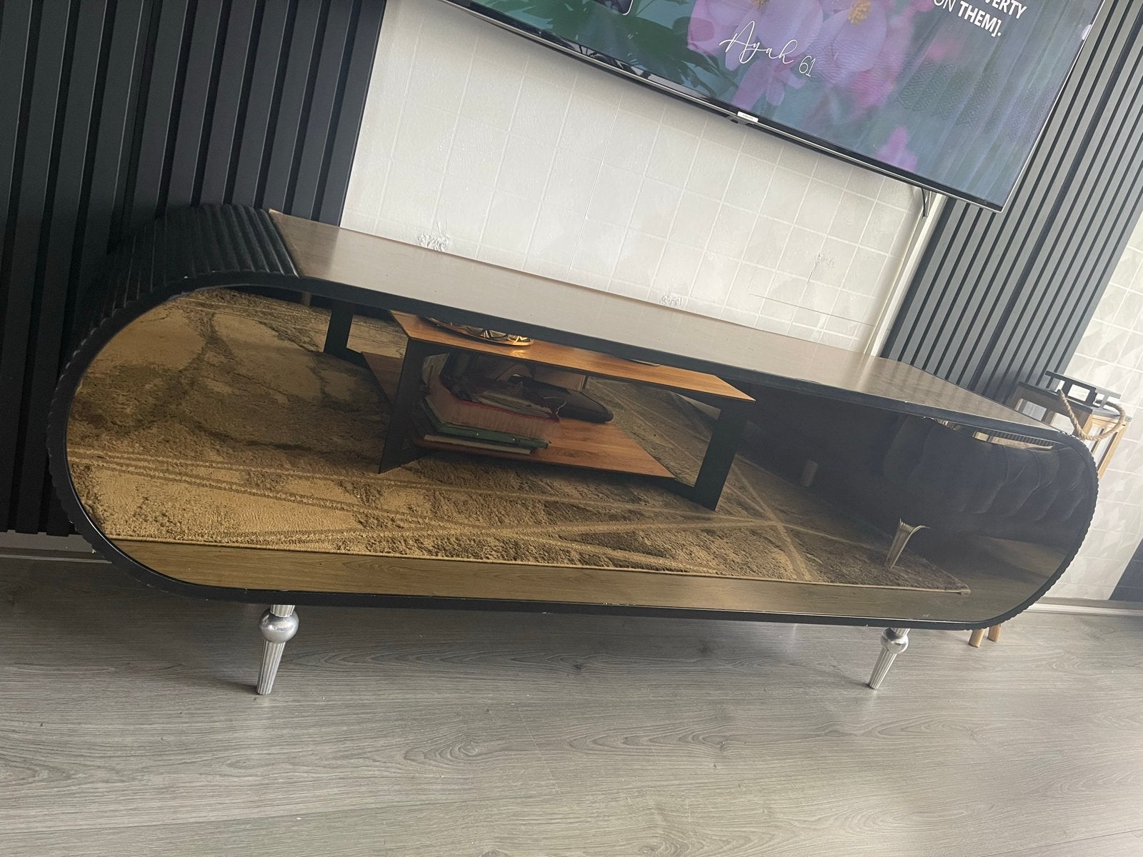 Moderne TV-meubel met houtlook, Ophalen, 100 tot 150 cm, Zo goed als nieuw, Minder dan 100 cm