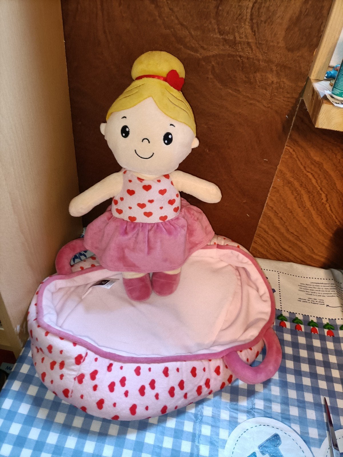 Action ballarina knuffel + mandje roze jurk met Hartjes, Ophalen of Verzenden, Zo goed als nieuw, Overige typen