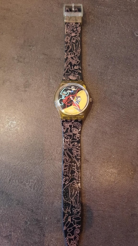 Vintage Swatch Gent Jungle Tangle GK 235 uit 1997, Sieraden, Tassen en Uiterlijk, Kunststof, Gebruikt, Polshorloge, Swatch