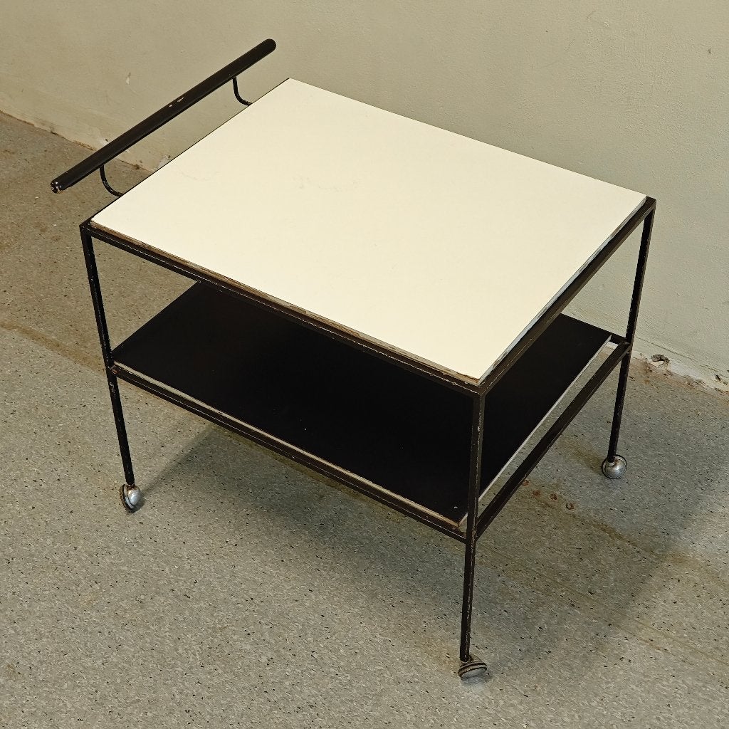 Vintage trolley metaal hout, Minder dan 55 cm, Gebruikt, Metaal of Aluminium, Onbekend