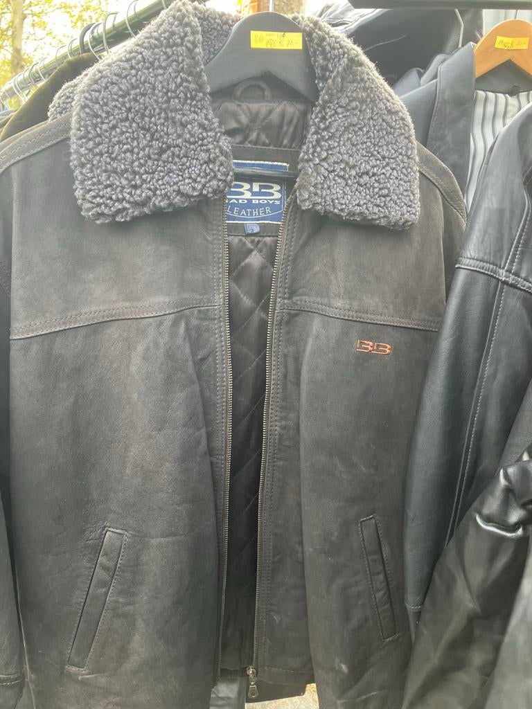 Bad Boys Leather Leren Jas met Bontkraag Maat 176, Kleding | Heren, Ophalen of Verzenden, Nieuw, Overige maten, Zwart