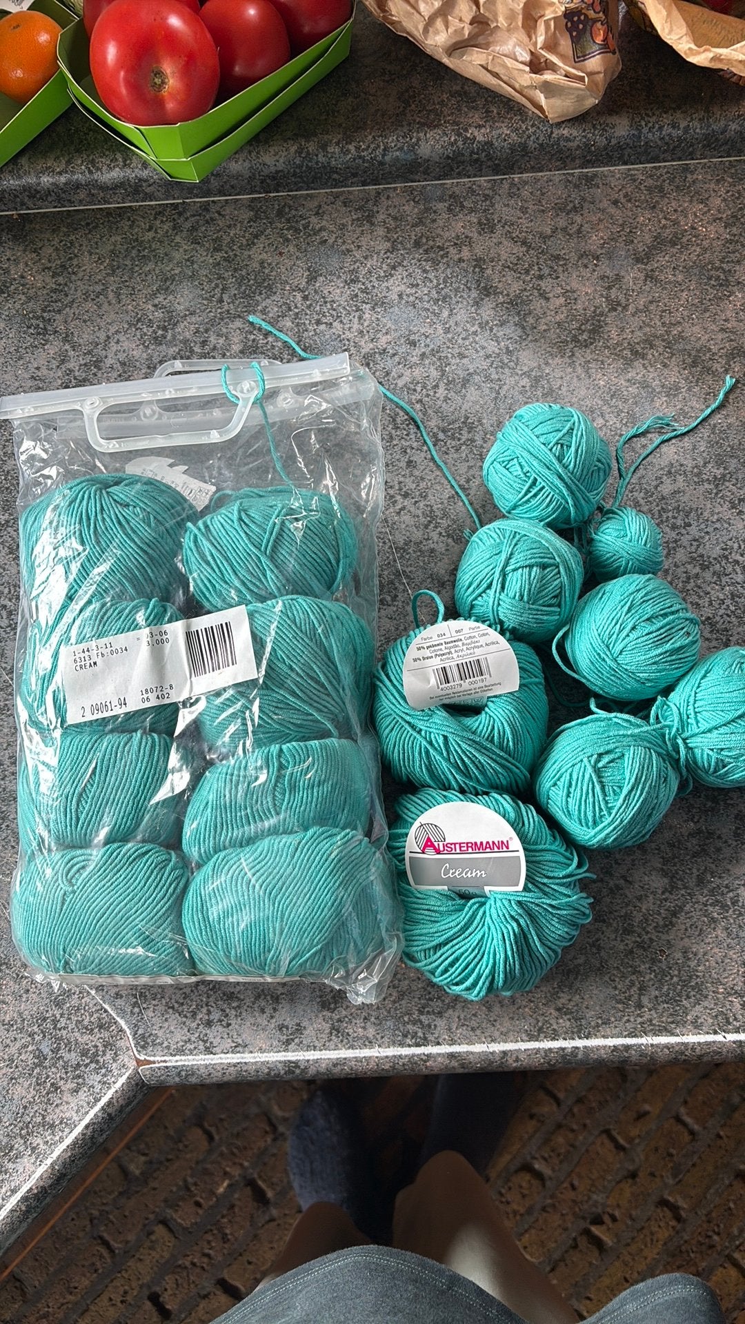 10 bollen Austermann Cream kleur 034 turquoise + extra, Ophalen of Verzenden, Zo goed als nieuw, Breien of Haken, Wol of Garen