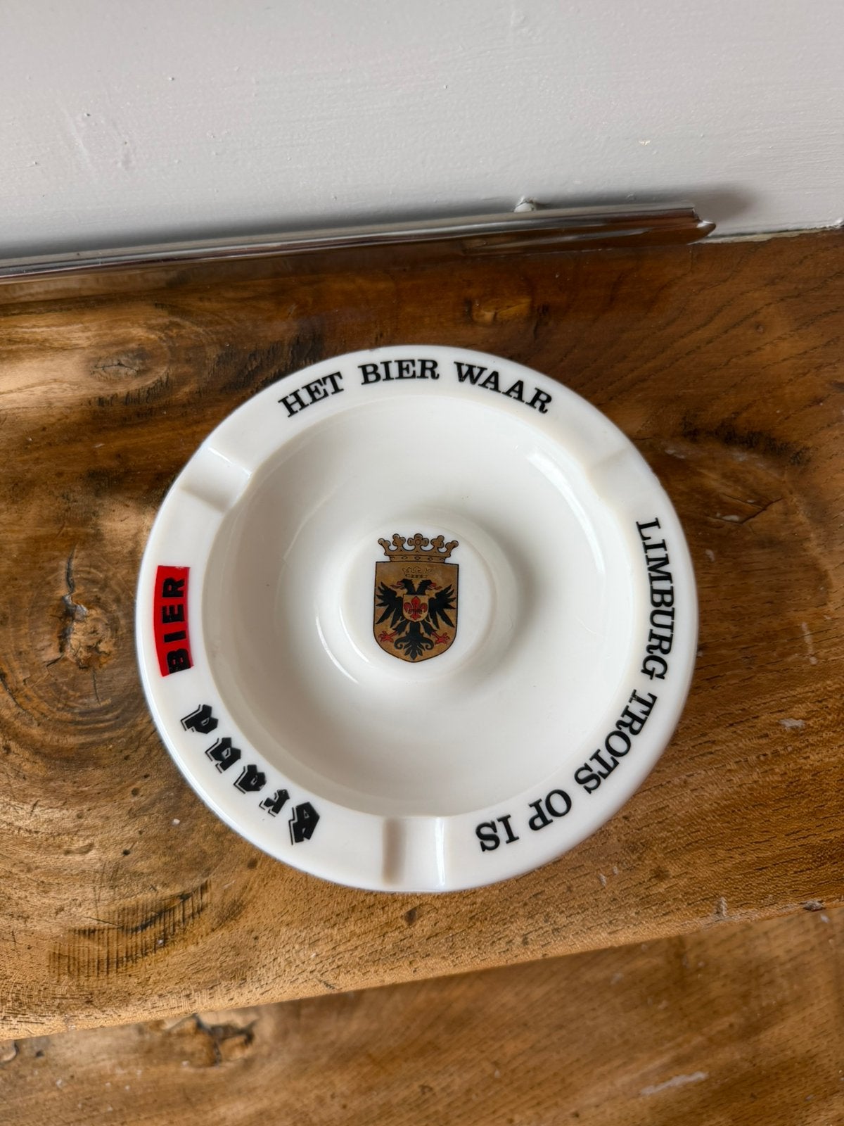 Brand bier asbak wit porselein, Verzamelen, Ophalen of Verzenden, Gebruikt, Overige typen, Brand