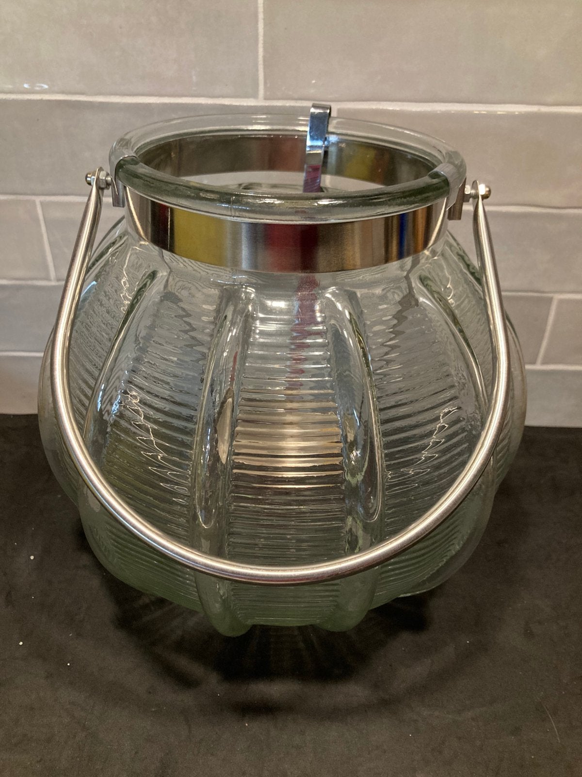 Glazen kaarshouder, windlicht (220126h), Ophalen of Verzenden, Zo goed als nieuw, Glas, Kaars