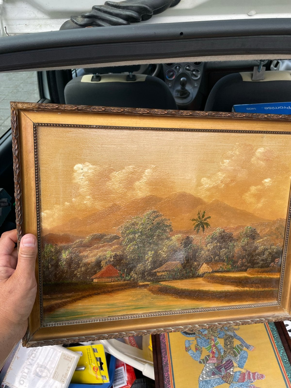 Tropisch landschap schilderij J.E. Zank, 1932, Antiek en Kunst, Kunst | Schilderijen | Klassiek, Paneel, Gedateerd, Realistisch