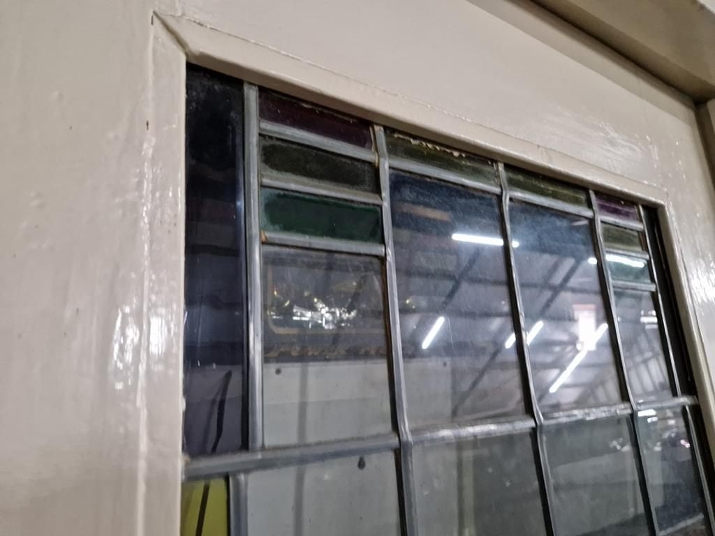 Authentieke Dubbele binnendeur jaren 30 met glas-in-lood, Doe-het-zelf en Verbouw, Deuren en Horren, Gebruikt, Niet van toepassing