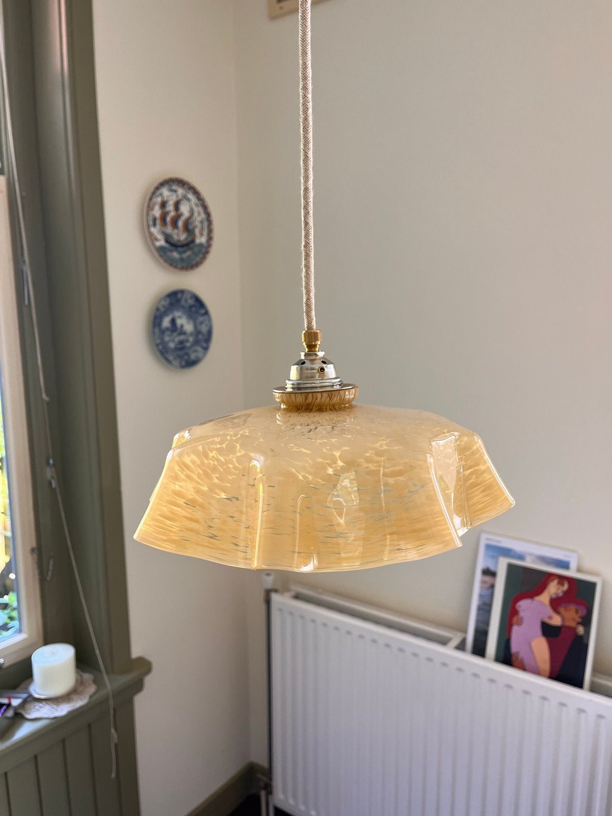 Prachtige Clichy lamp - Franse vintage hanglamp, Ophalen of Verzenden