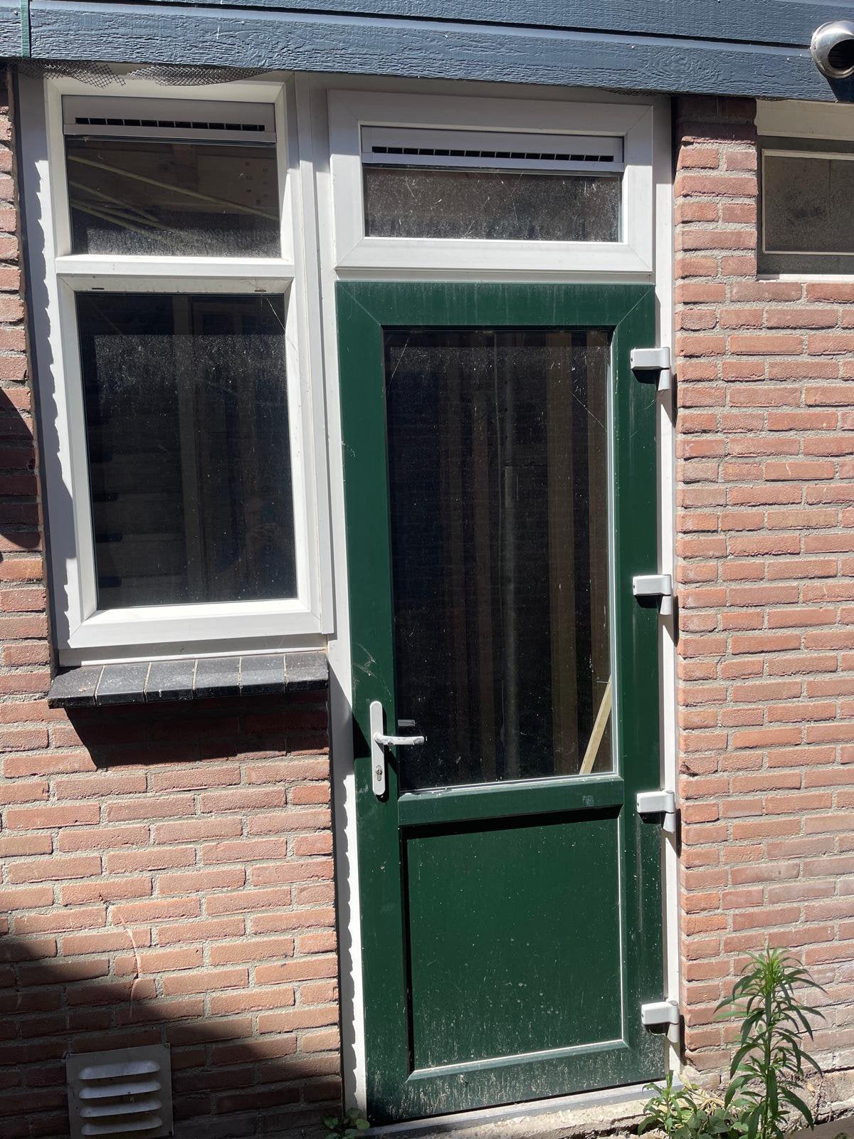 Deurkozijn met glas en zijpaneel, Doe-het-zelf en Verbouw, Kozijnen en Schuifpuien, Ophalen, Kunststof, Gebruikt, Deurkozijn