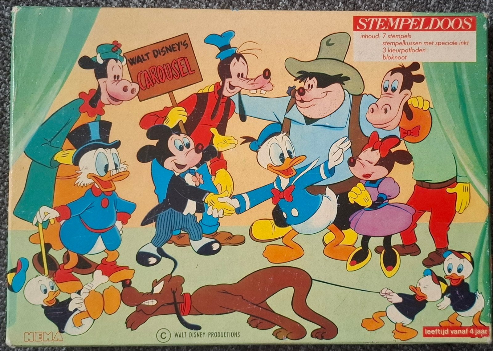 Vintage Walt Disney stempeldoos, Ophalen of Verzenden, Gebruikt, Beeldje of Figuurtje
