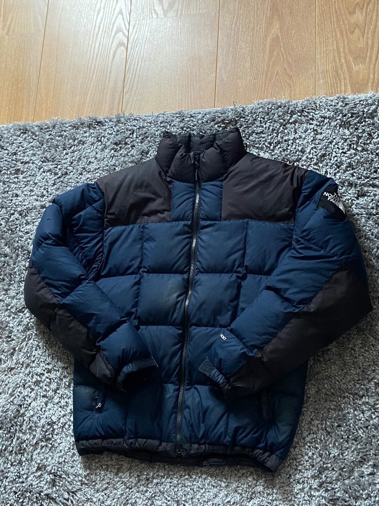 The North Face Pufferjas Zwart/Blauw met Wit Logo in Maat XS, Zwart, Ophalen of Verzenden, Gedragen, The North Face