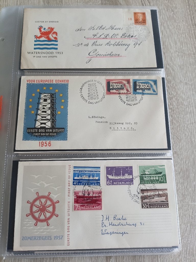 FDC's  45 stuks,  tussen  E 12 - E 80., Ophalen of Verzenden, Beschreven, Nederland