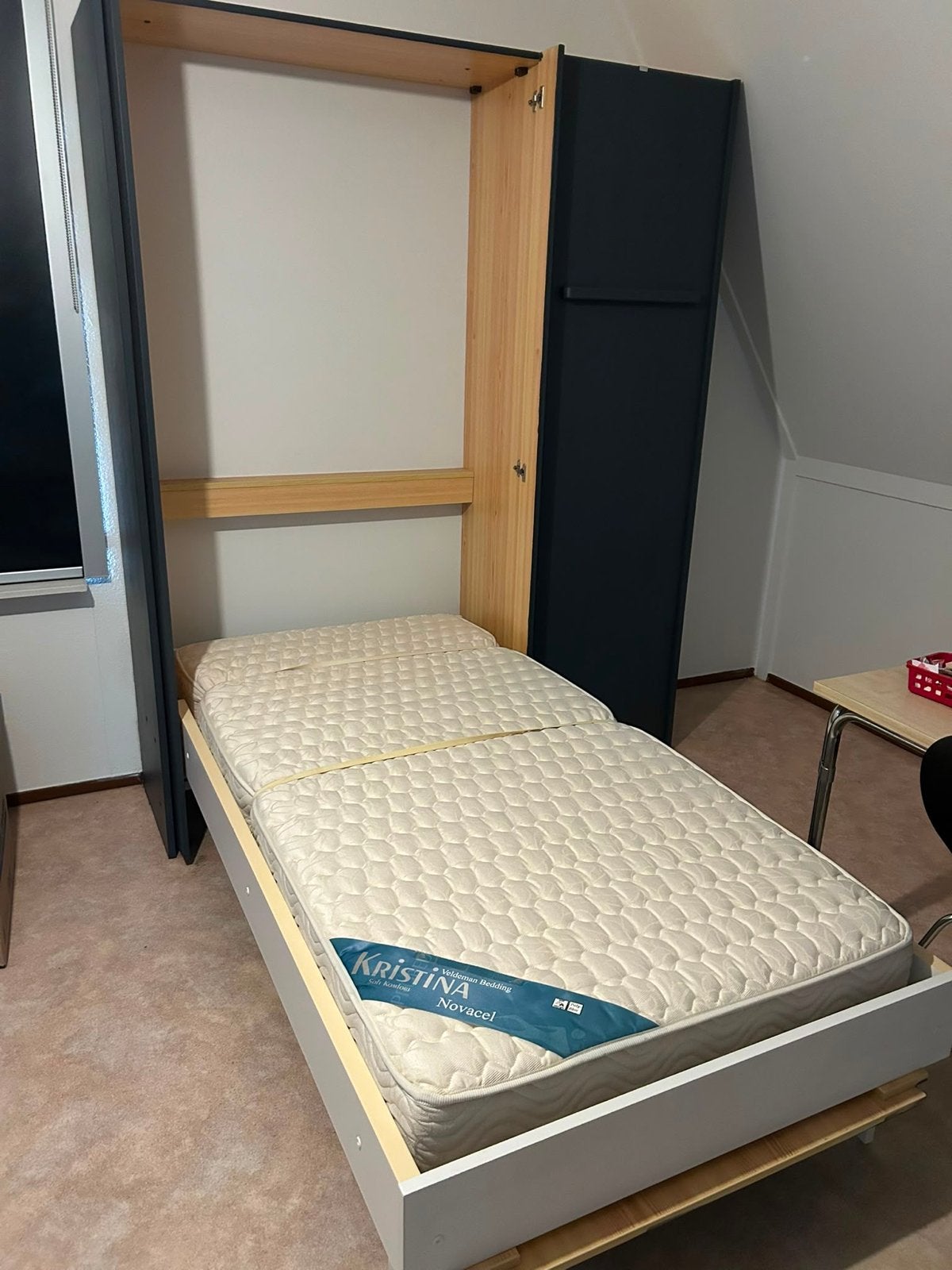Bedkast /  Murphy bed incl matras - Antraciet, 90 cm, Eenpersoons, Zwart, Ophalen of Verzenden
