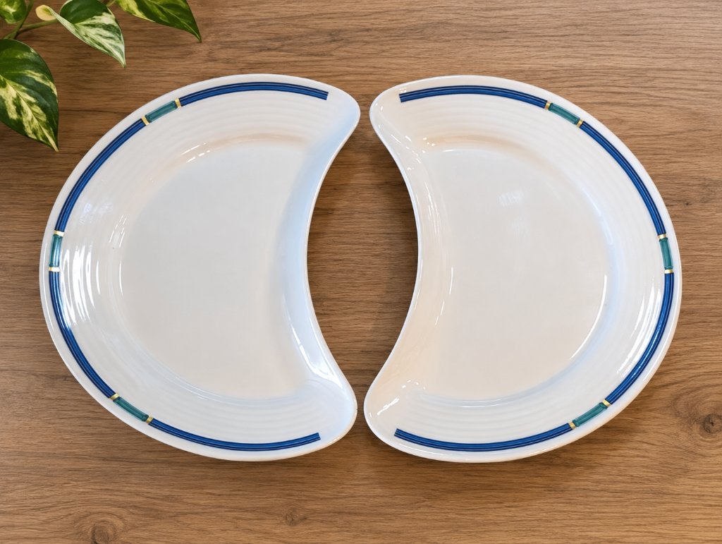 Villeroy & Boch Smeraldo – 2 Vintage Crescent / Side Dishes, Ophalen of Verzenden, Zo goed als nieuw, Porselein, Bord of Schaal