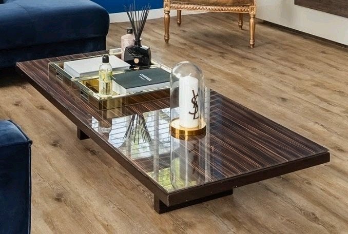 Van Beek Salontafel - Macassar Hout & Glas - Japandi Stijl, Huis en Inrichting, Tafels | Salontafels, Ophalen, Japandi, Gebruikt