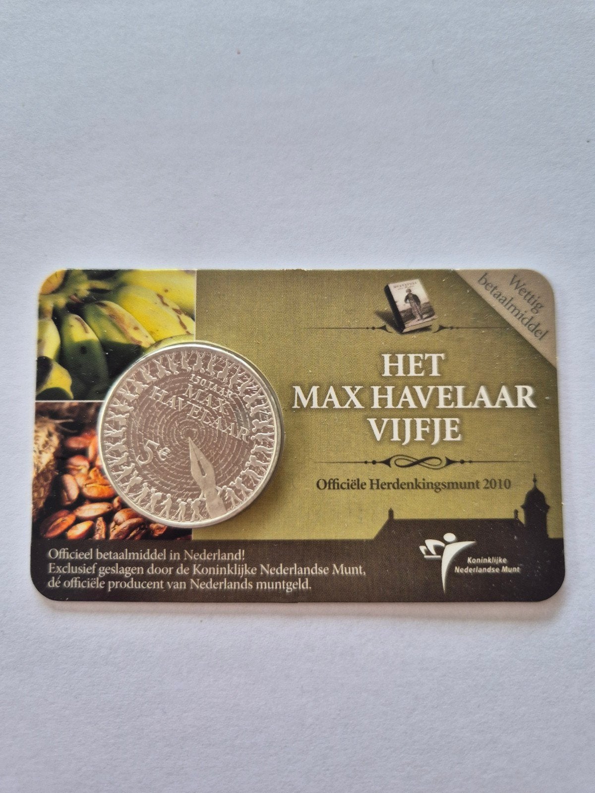 Het Max Havelaar Vijfje - Officiële Herdenkingsmunt 2010, Ophalen of Verzenden, Koningin Beatrix, Euro's, Losse munt