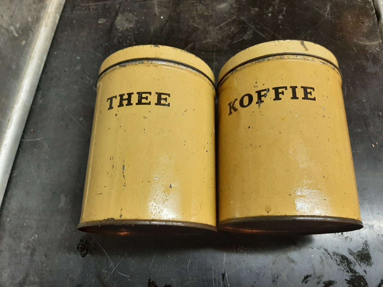 Blik koffie en thee, Antiek en Kunst, Ophalen of Verzenden