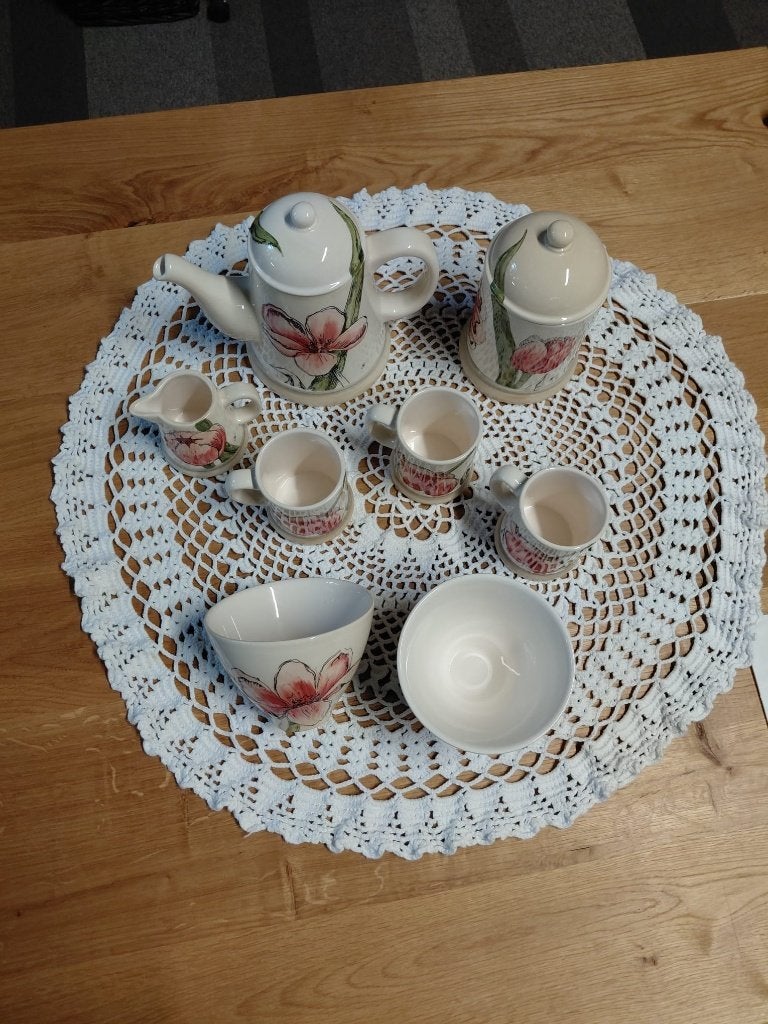 8-delig Servies Seasons Jet (Ter Steege) – Amaryllis & Tulp, Landelijk/Boerenbont, Ophalen of Verzenden, Zo goed als nieuw, Compleet servies