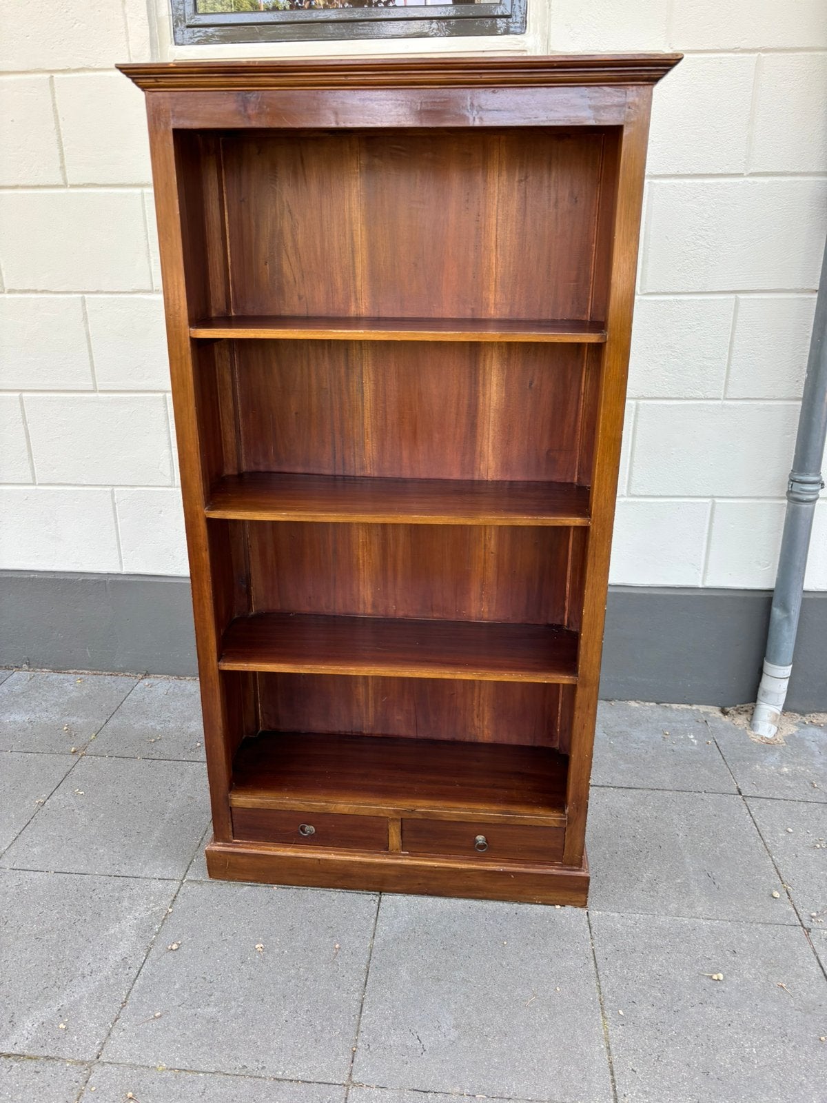 Stoere massief teak houten landelijke boekenkast met lades, Ophalen, Met plank(en), Stoer teak, Teakhout