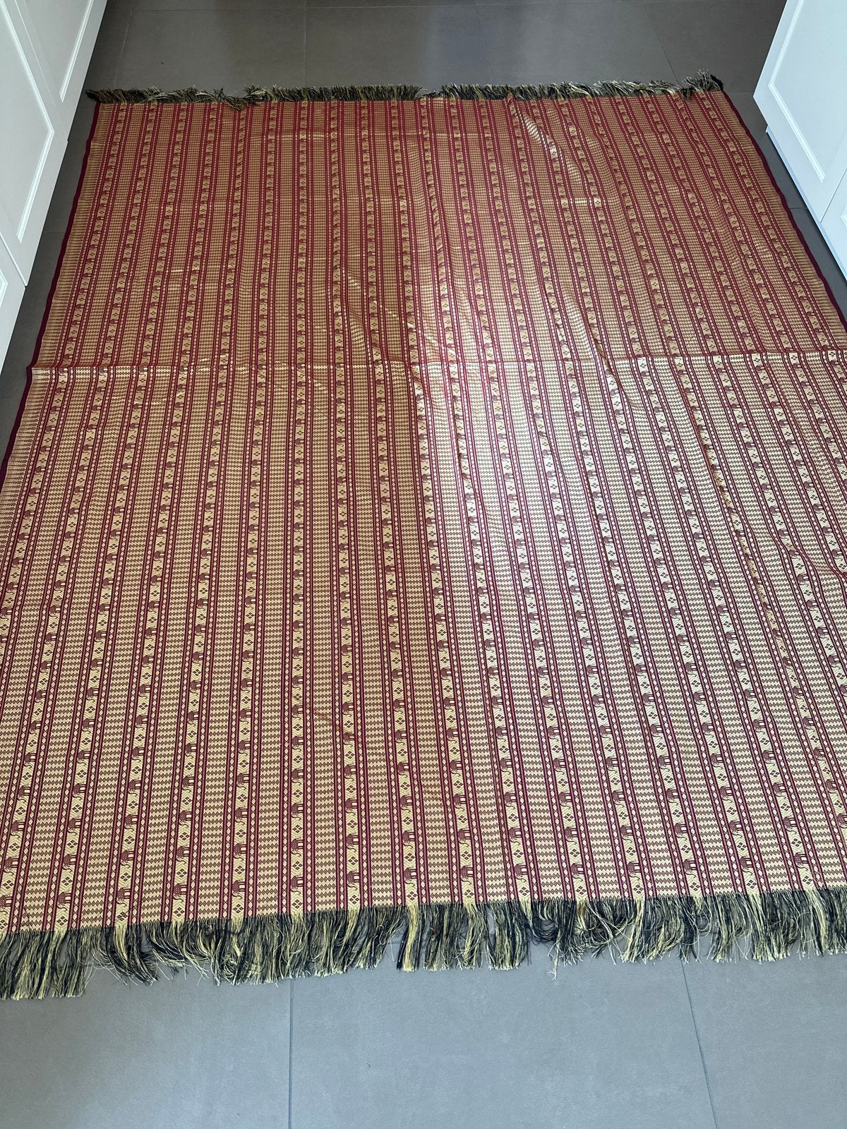 Grand Foulard met olifantenprint en franjes, Ophalen, Gebruikt, 150 tot 200 cm, 200 cm of meer