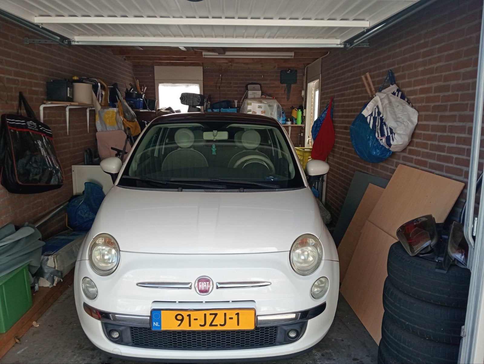 Fiat 500 1.2 AUT 51KW 2009 Wit, Stof, 1242 cc, 4 cilinders, Wit