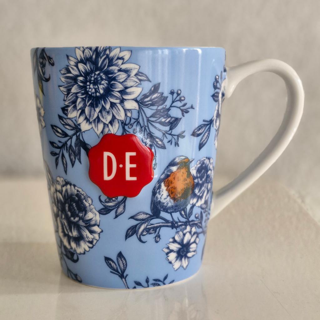 Douwe Egberts Beker Raja met Roodborstjes, Huis en Inrichting, Keuken | Servies, Ophalen of Verzenden, Zo goed als nieuw, Overige stijlen