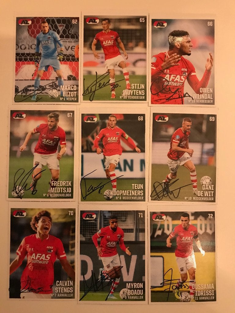 AZ Voetbalplaatjes met handtekeningen - Seizoen 2019/2020, Ophalen of Verzenden, Zo goed als nieuw, AZ, Poster, Plaatje of Sticker
