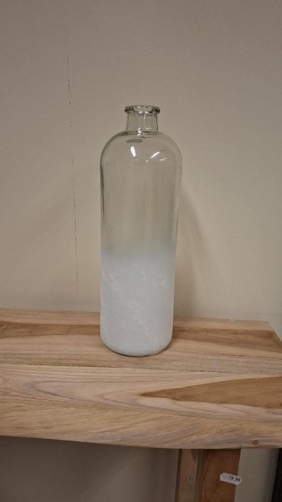 Glazen flesvaas wit of grijs 33 cm nieuw, Ophalen, Meerkleurig, Nieuw, Glas