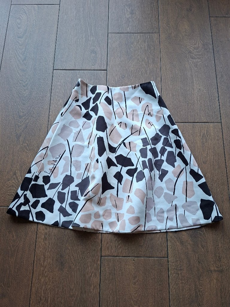 A lijnrok. Satijnen printrok. Mt 40. Richard Allan. H&M., Maat 38/40 (M), Beige, Richard Allan, Ophalen of Verzenden