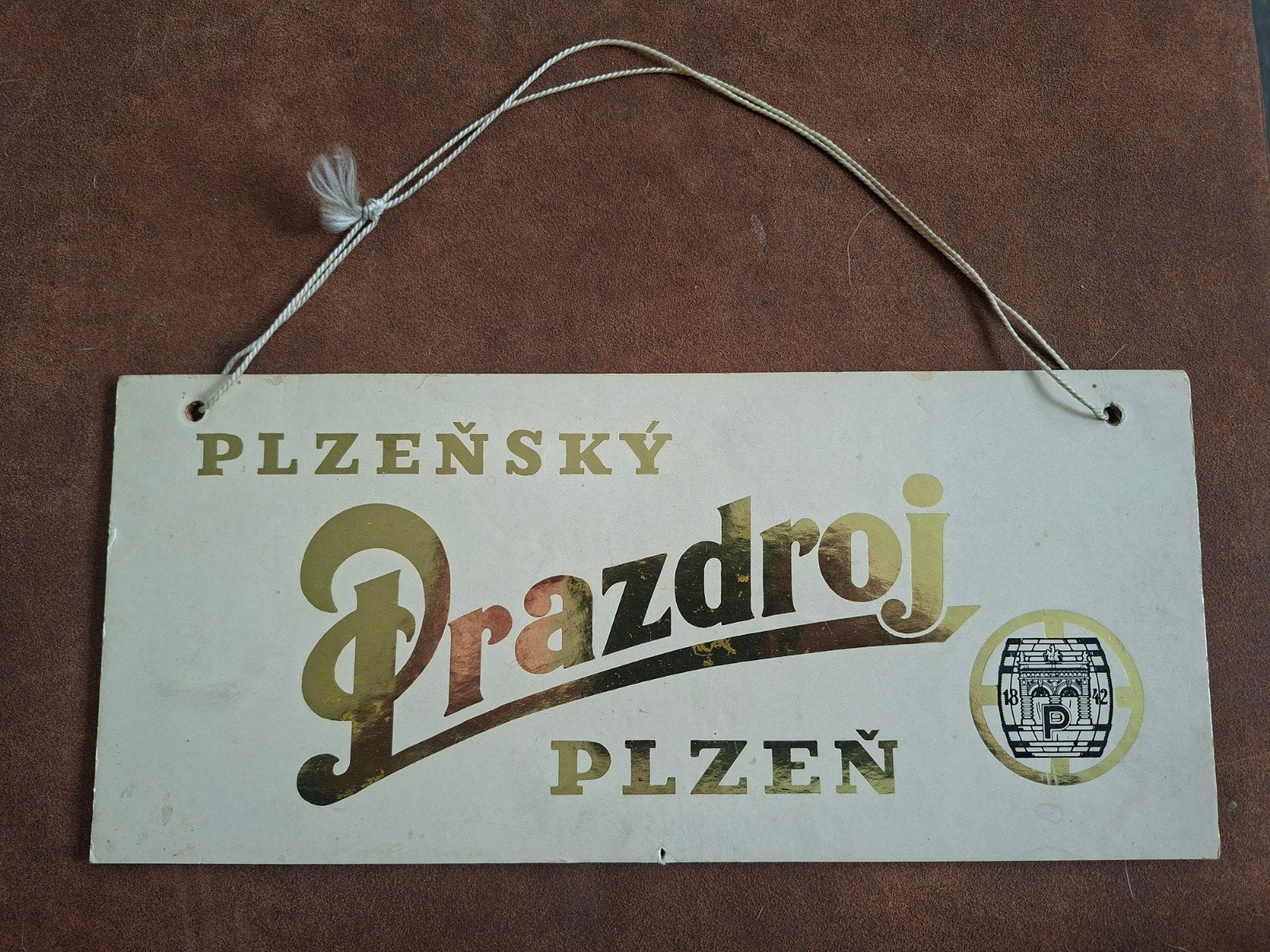 Vintage Pilsner Urquell Reclamebord - Plzeňský Prazdroj, Verzamelen, Ophalen of Verzenden, Gebruikt, Reclamebord
