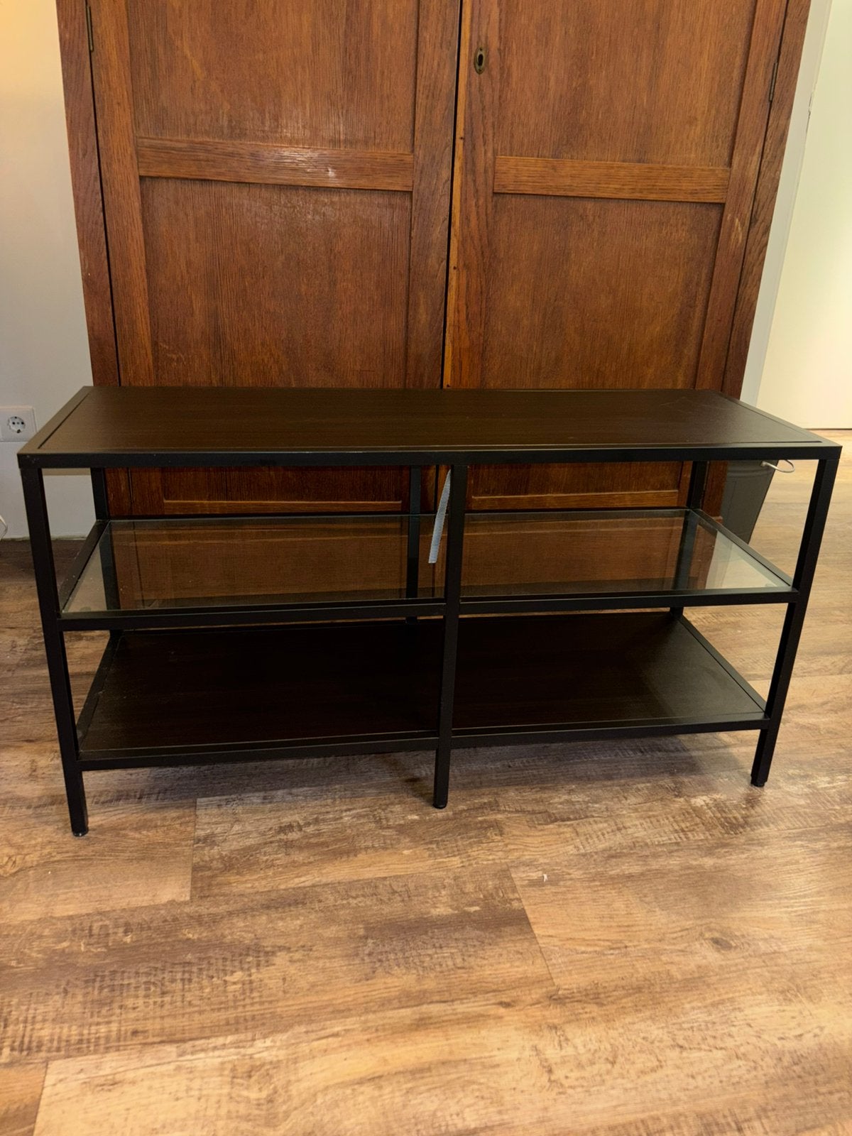 Kastje/tv meubel, Ophalen, Glas, 100 tot 150 cm, Zo goed als nieuw