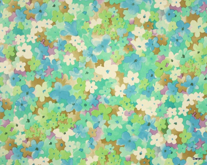 10308 speels bloemenbehang in blauw en groen tinten swiet, Verzenden, Minder dan 10 m², Blauw