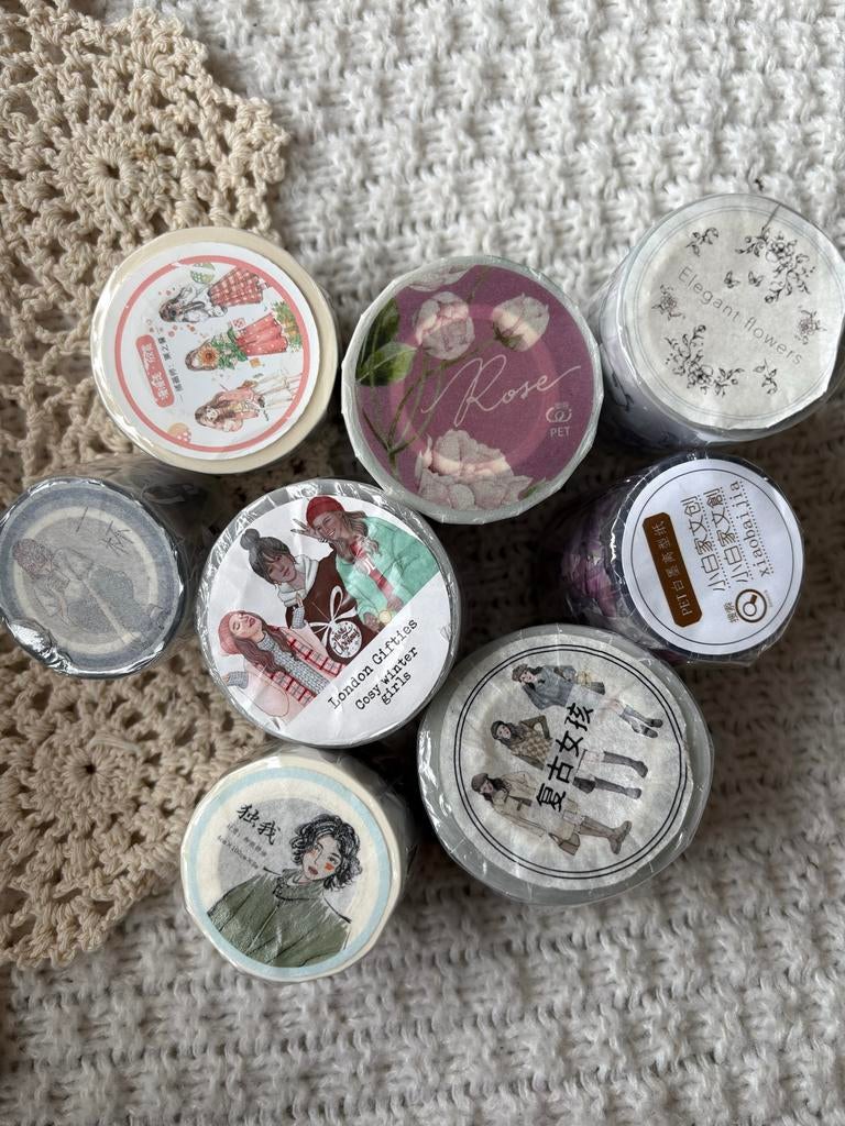 8 FULL rol tapes voor creative journalling, Verzenden